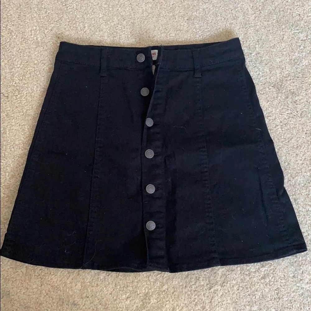 Black Denim Button Up Skirt